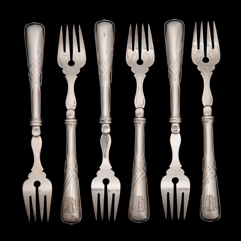 FISKBESTICK, 12+12+2, försilvrade, jugend, 1900-talets början.
