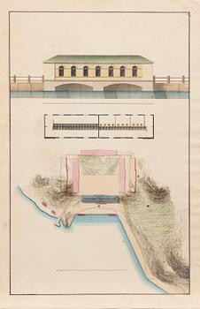 AKVARELLER/RITNINGAR, 3 st. tillskrivan Carl Ludwig Engel (1778-1840), ej signerade.