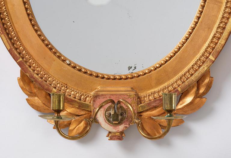 Spegellampett, för två ljus, Stockholmsarbete, sent 1700-tal, Gustaviansk.