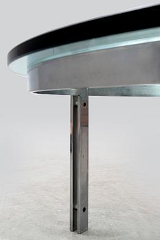 A glass and metal coffee table later part of the 20th century.