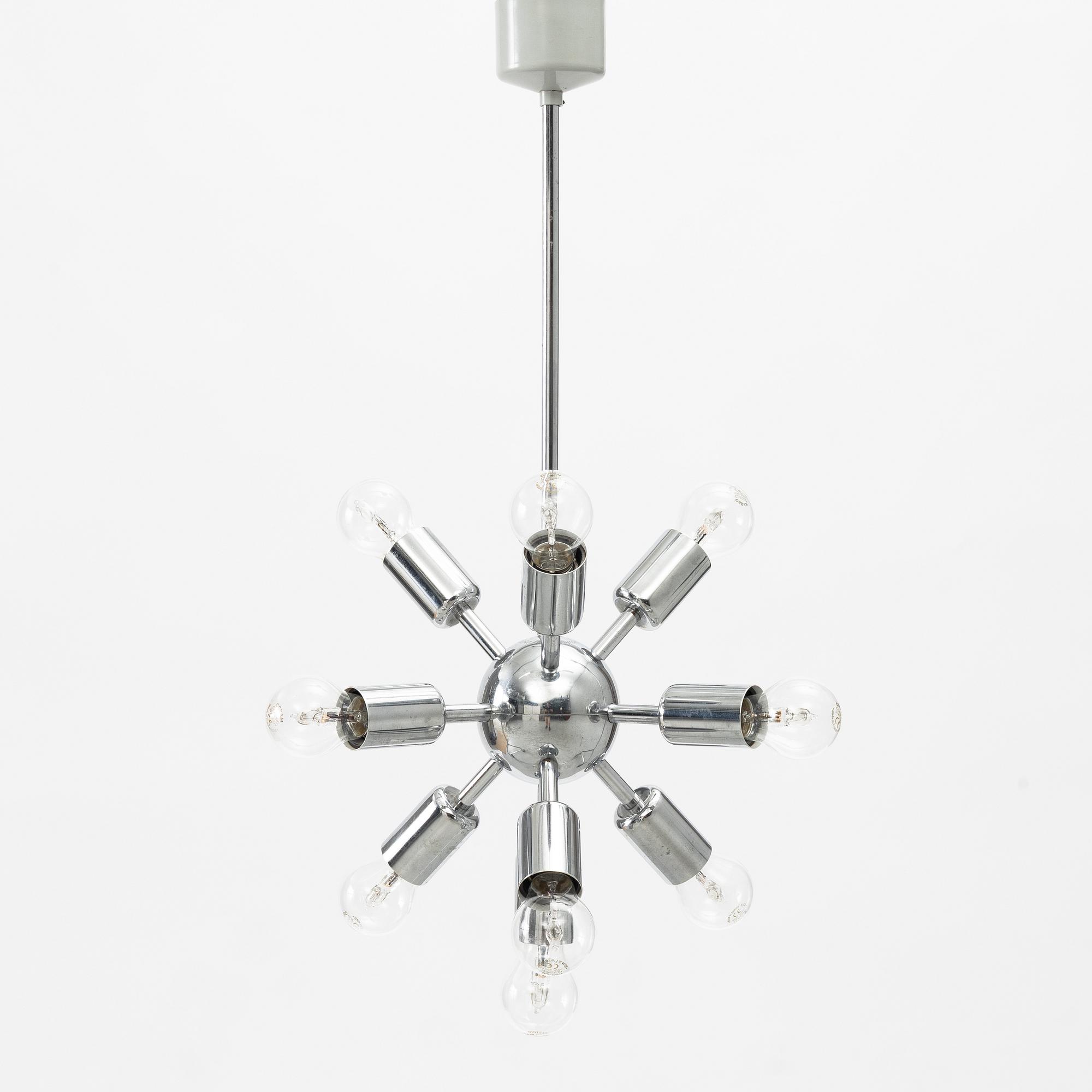 A ceiling lamp, Sputnik model 21416, attributed to Jaroslav Bejvl, Czech Republic, second half of the 20th Century.
