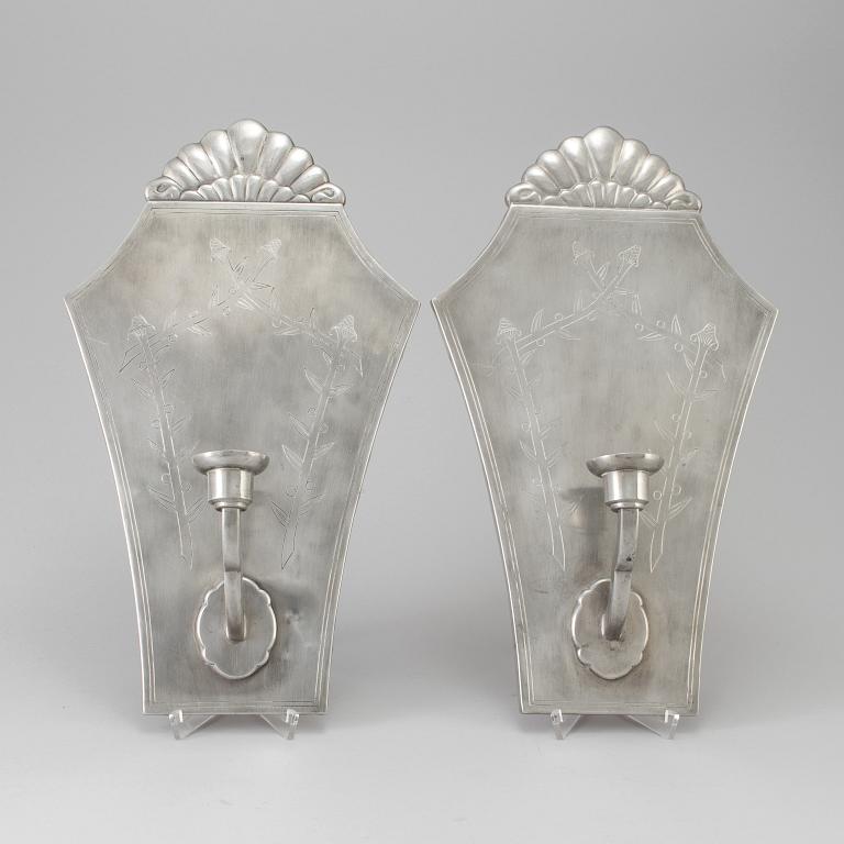 A couple of Wall sconcesof  tin, Astrid M Aagesen, Helsingborg 1920th.