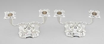 KANDELABRAR, 1 par, silver, Norge, 1900-talets mitt.