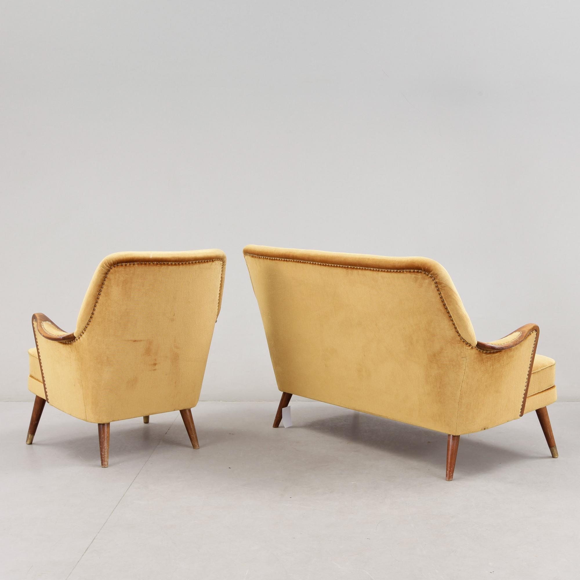 SOFFA samt FÅTÖLJ, 1940/50-tal.