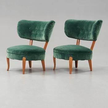 Otto Schulz, A pair of Otto Schulz easy chairs, probably JIO-möbler, Sweden circa 1950.