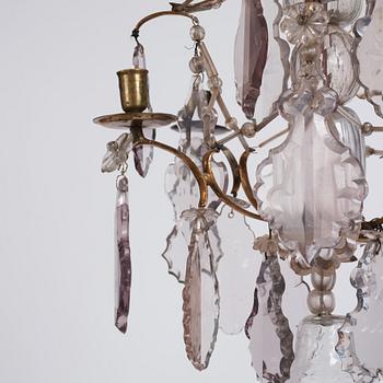 A Swedish Rococo four-light chandelier, 18th century.