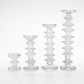 Timo Sarpaneva, a set of four 'Festivo' glass candlesticks for Iittala.