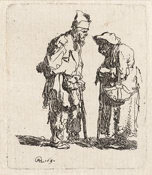 371. Rembrandt Harmensz van Rijn, "Beggar man and woman conversing".