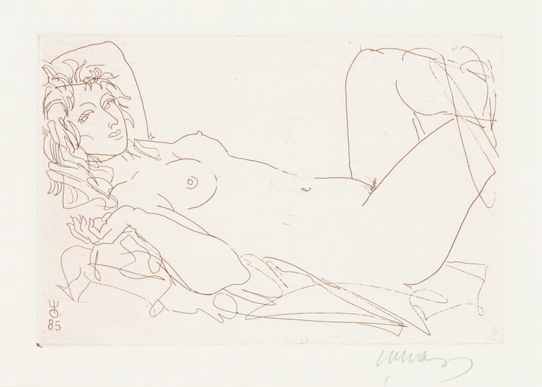 Evald Okas, etching, signed in pencil, dated -85.