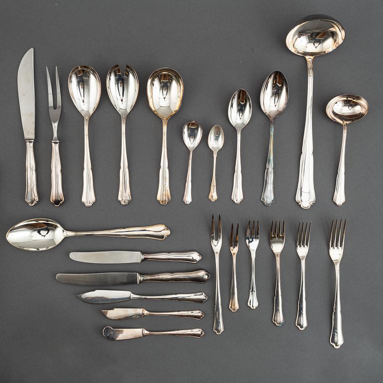 A german silver cutlery service, silver 800, including Bruckmann (68+ 24 pieces).