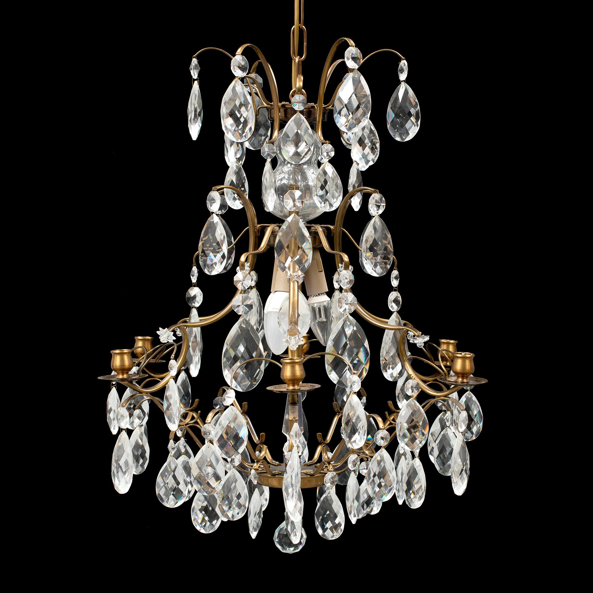 A rococo style chandelier, late 20th century.