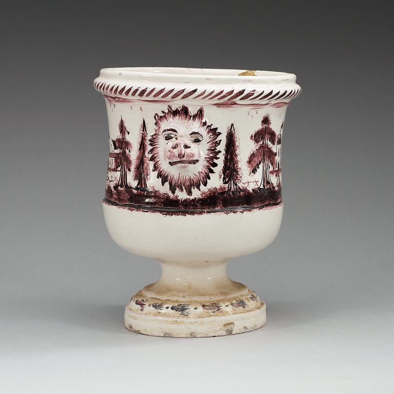 A Swedish Rörstrand faience champagne cooler, 18th Century.