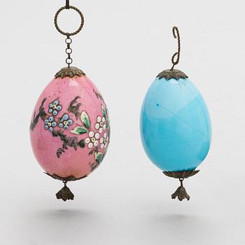 Two late 19th century Russian decorative eggs.