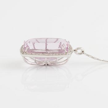 Kunzite and brilliant cut diamond necklace.