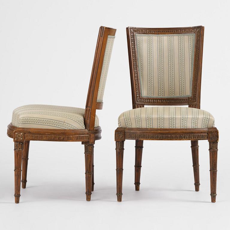 A set of six late Gustavian chairs by E. Ståhl (master in Stockholm 1794-1820).