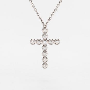 Tiffany & Co, a platinum necklace, 'Jazz Cross' with diamonds approx 0.20ct in total.
