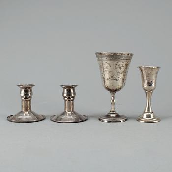 PARTI SILVER, 4 delar, Sverige resp Egypten. 17-1900-tal. Total vikt ca 456 g.