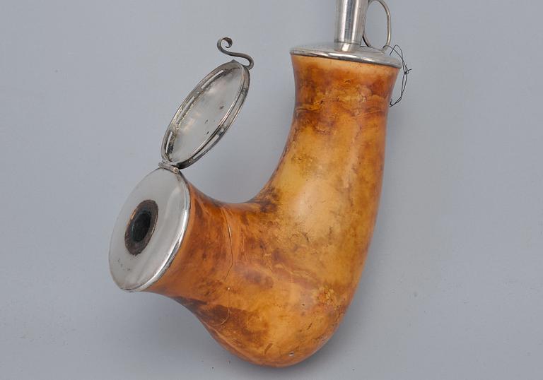 A PIPE, meerschaum, silver, wood. Gustaf Folcker Stockholm 1812.