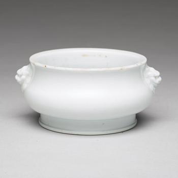 A blanc de chine censer, probably late Ming dynasty.