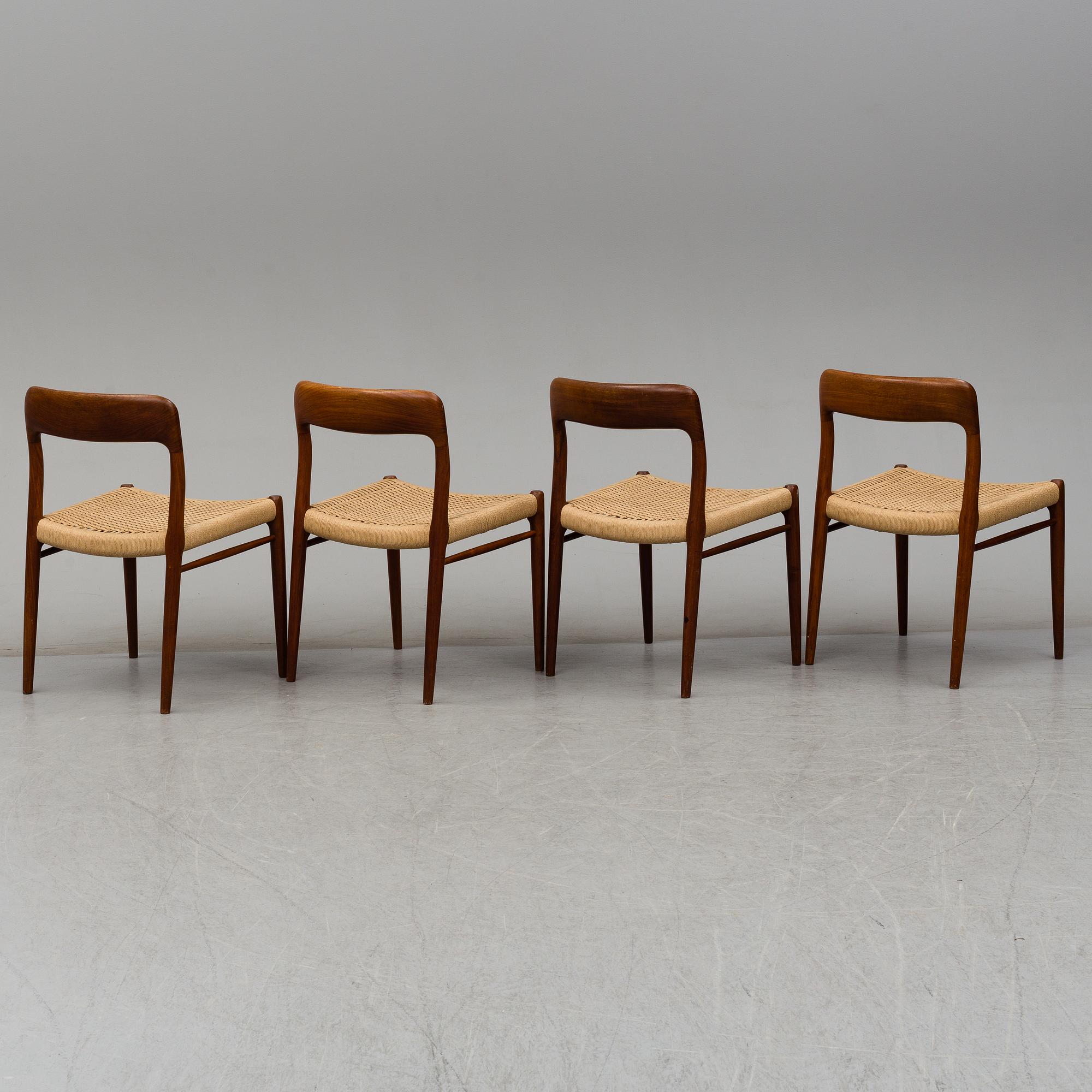NIELS OLE MØLLER, stolar, 4 st, Danmark 1950-60-tal.