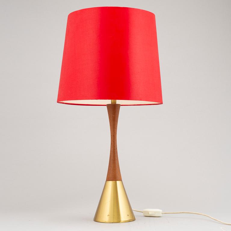 A teak and brass table lamp, Bergboms, 1960's.