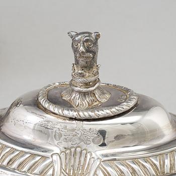 A English 19th century silver sugar-casket, marks of William Bateman.