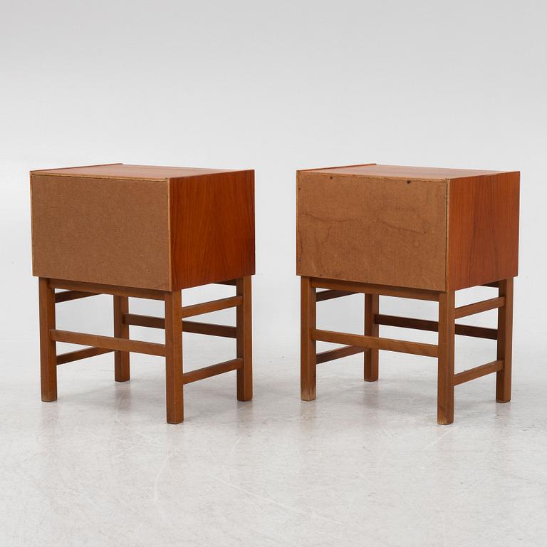 Bedside tables, a pair, teak, 1950-60s.