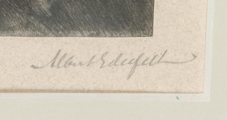 Albert Edelfelt, etsning och torrnål, signerad.