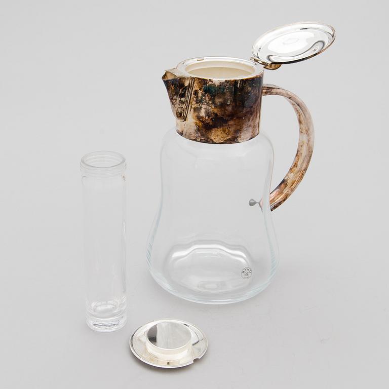 A LEMONADE PITCHER, glas and silverplated metal, Massini, Firenze late 20th century.