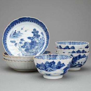 KOPPAR och FAT, 4+4, porslin, Kina, omkring 1800-talets början.