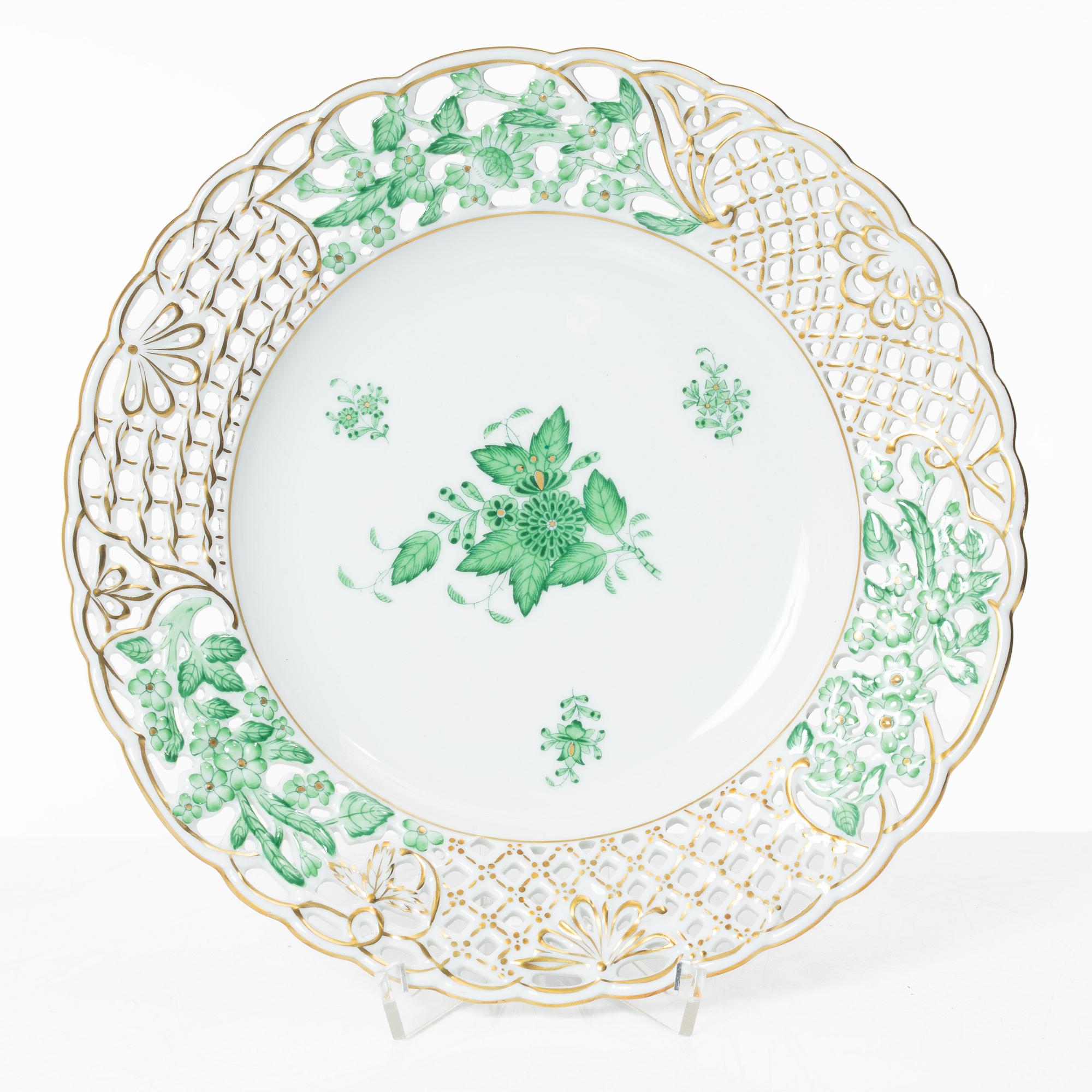 A 42-piece 'Chinese Bouquet' porcelain service and six 'Waldstein rose' coffee cups with saucers, Herend, Hungary.