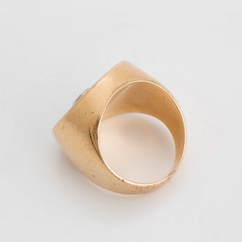 SIGNET RING, 14K red and white gold.