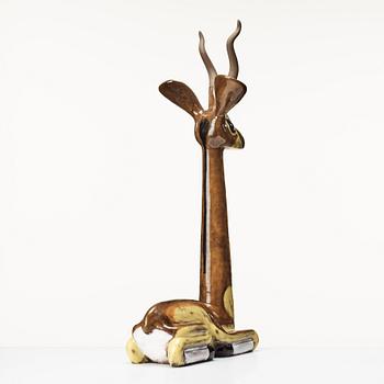 Vicke Lindstrand, a glazed ceramic figure of a gazelle, Upsala-Ekeby, 1948-60.