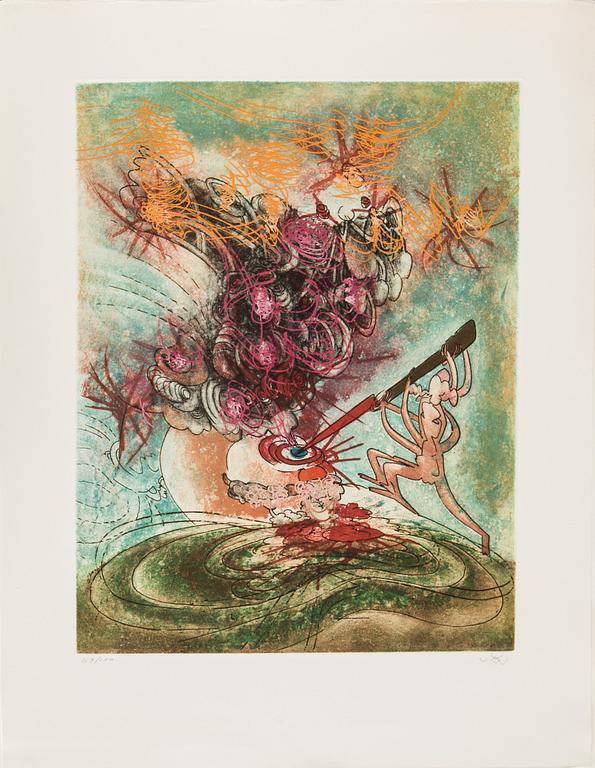 ROBERTO MATTA, etsning/akvatint, 10 st, "Hom'mere", signerade och numrerade 49/100. 1975.