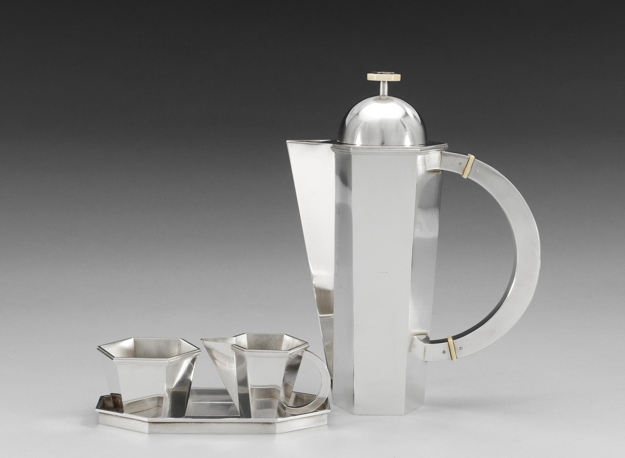 WIWEN NILSSON, kaffeservis med bricka, 4 delar, Lund 1968-71, sterling.