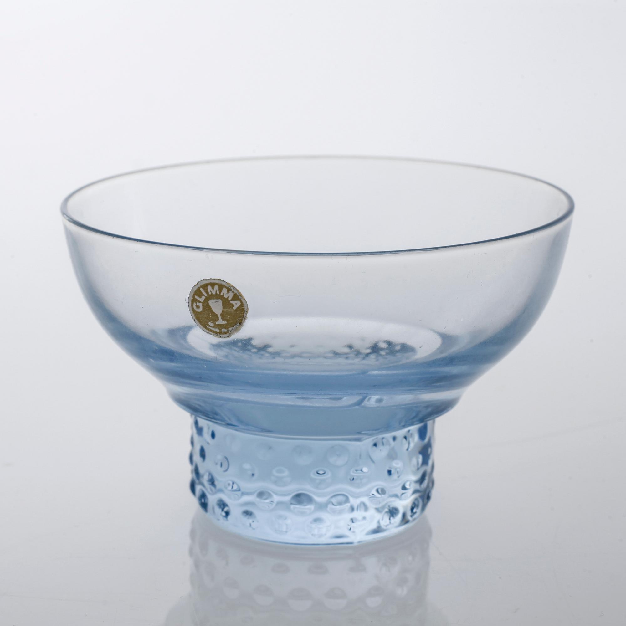 DESSERTSKÅLAR, 16 st, "Tarantella", Glimma Glasbruk, omkring 1900-talets mitt.