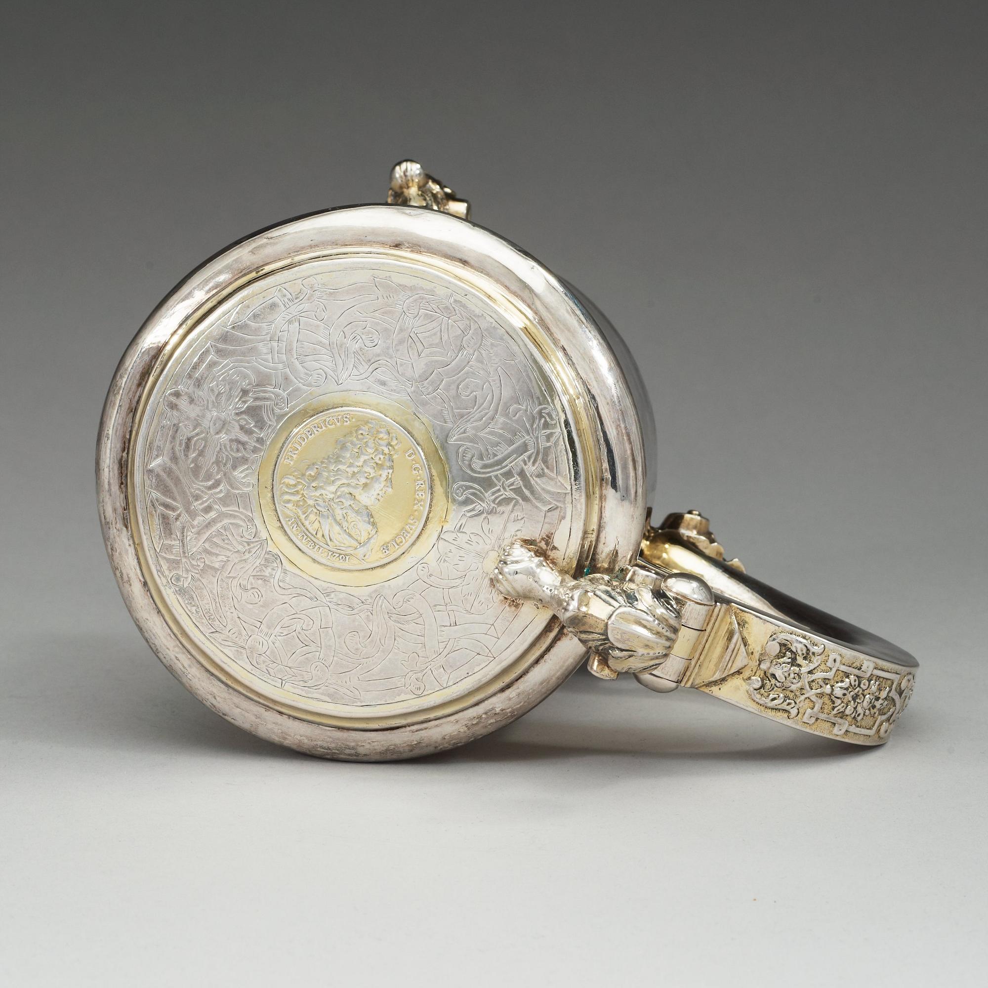 A Swedish 18th century parcel-gilt tankard, makers mark of Bengt Collin, Uppsala (1699-1755).