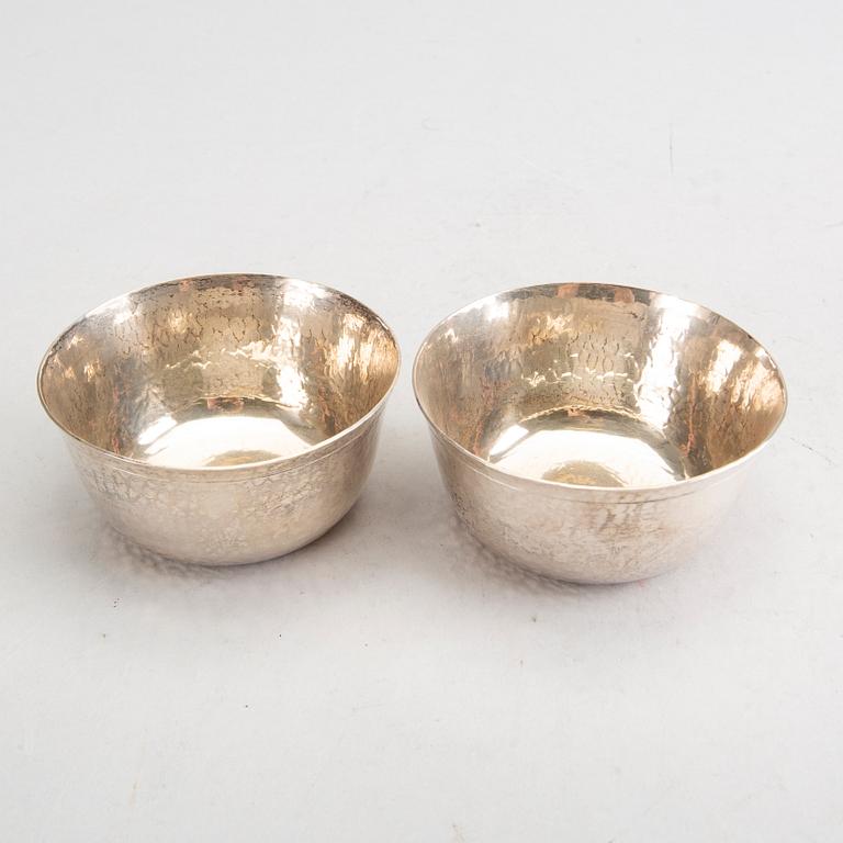 A set of two Swedish 20th century silver cups mark of Borgila Stockholm 1972, total weight ca 182 gr.