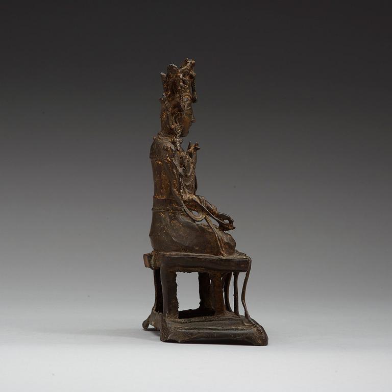 BODHISATTVA, brons. Manjushri. Mingdynastin 1600-tal.