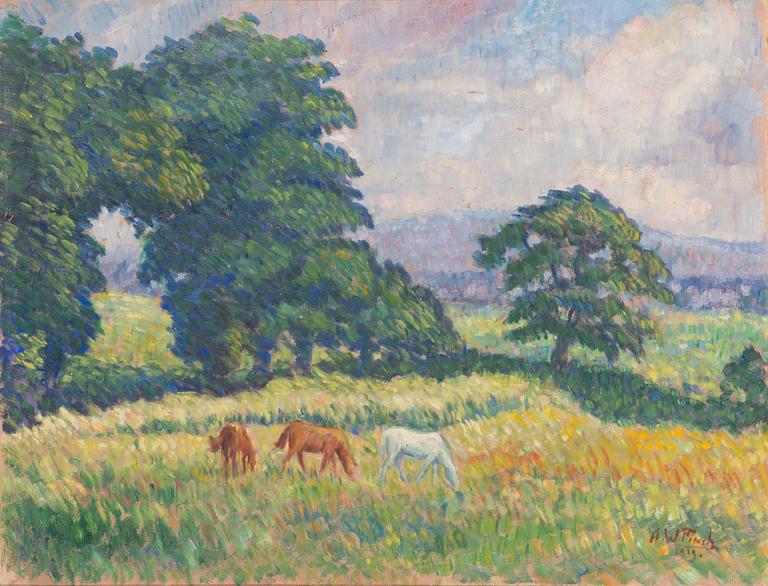 Alfred William Finch, Grazing horses.