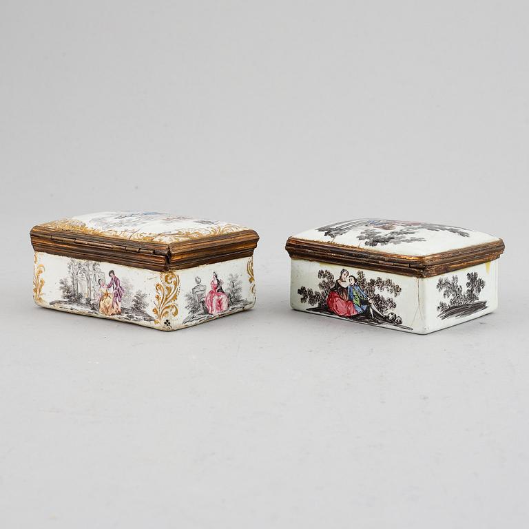 Dosor, 2 st, emalj, 1700/1800-tal.