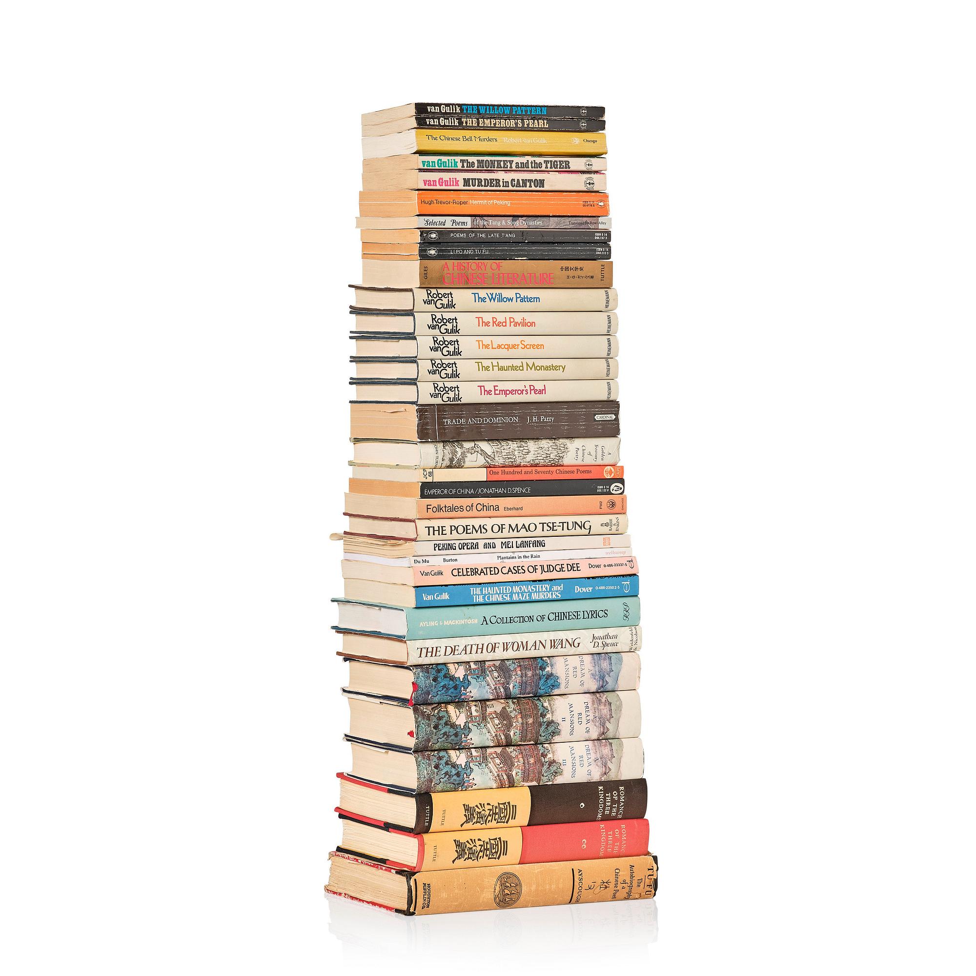 En samlares bibliotek, del 6. En grupp böcker på engelska om Kina, 33 volymer.