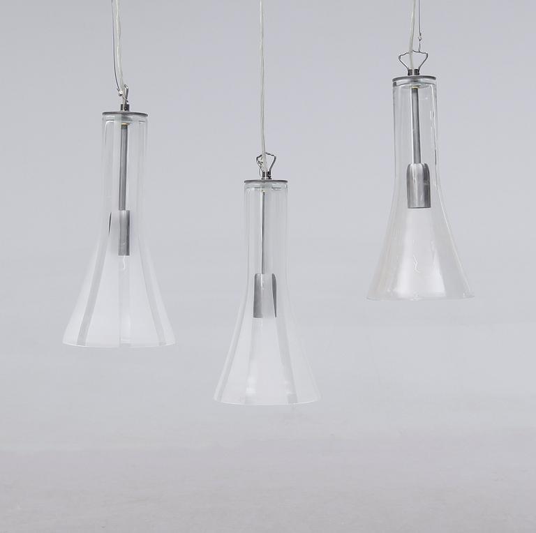 TAKLAMPOR, 3 st, Bergdala, "Trumpet", 1900/2000-tal. Höjd 34  cm.