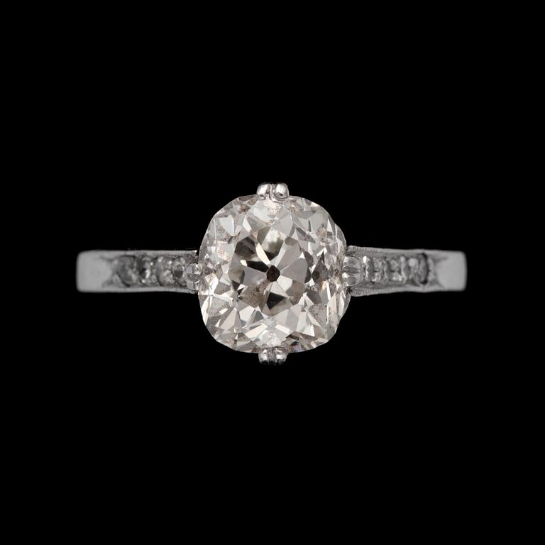 An old-cut 1.65 ct diamond ring. Quality circa I-J/VS.