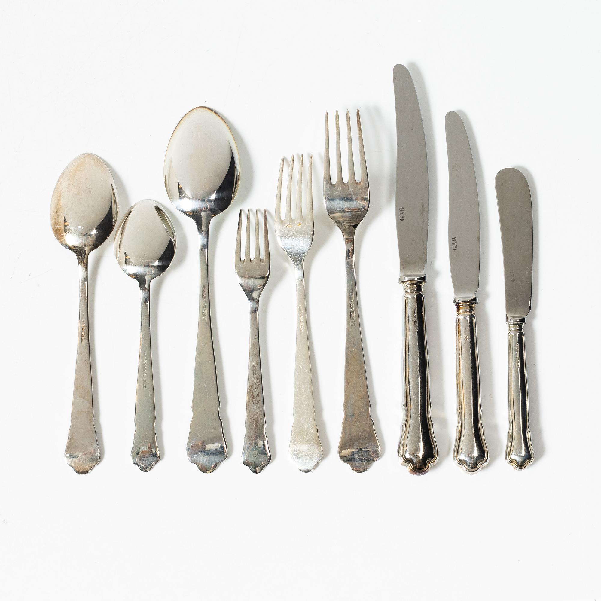 A Swedish silver cutlery, model 'Chippendale', including mark of Mema/GAB, Eskilstuna 2016 (31 pieces).