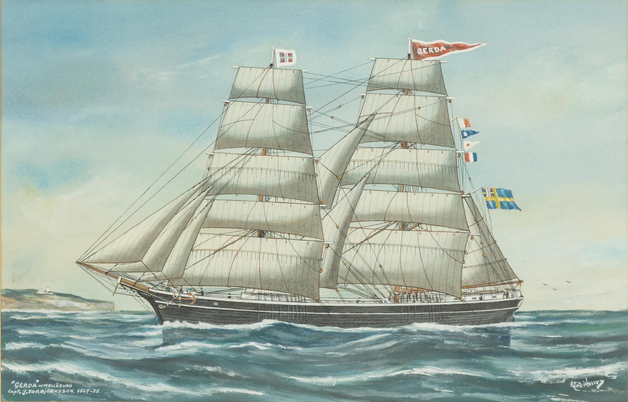 Ship portrait, "Gerda" of Mollösund.