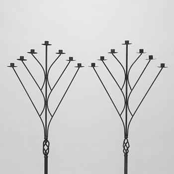 A pair of floor candleholders, 1950s.