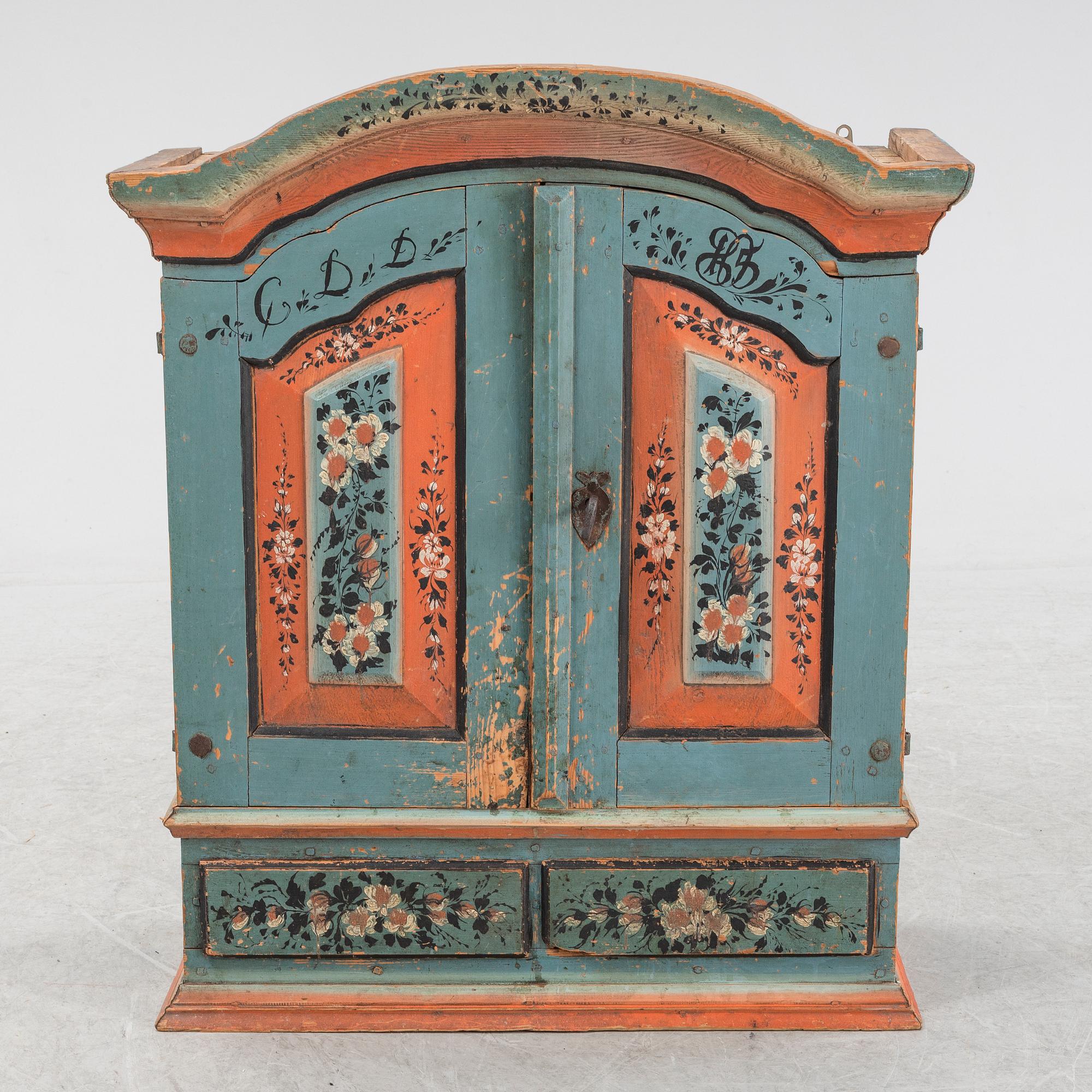A painted wall cabinet 19th Century.