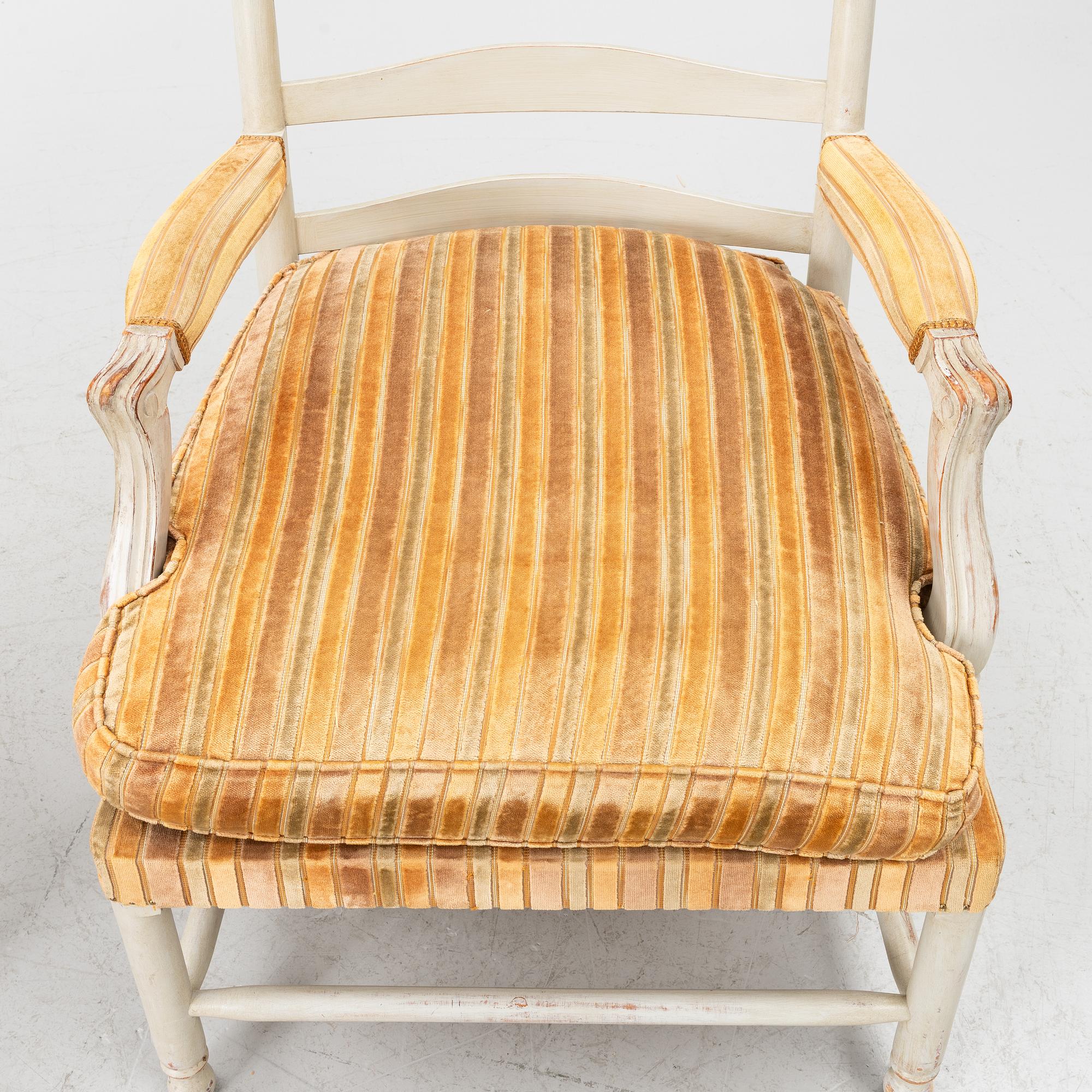 Armchairs, a pair, 'Gripsholm Armchair no. 53', SO Larsson Stilmöbler, second half of the 20th century.