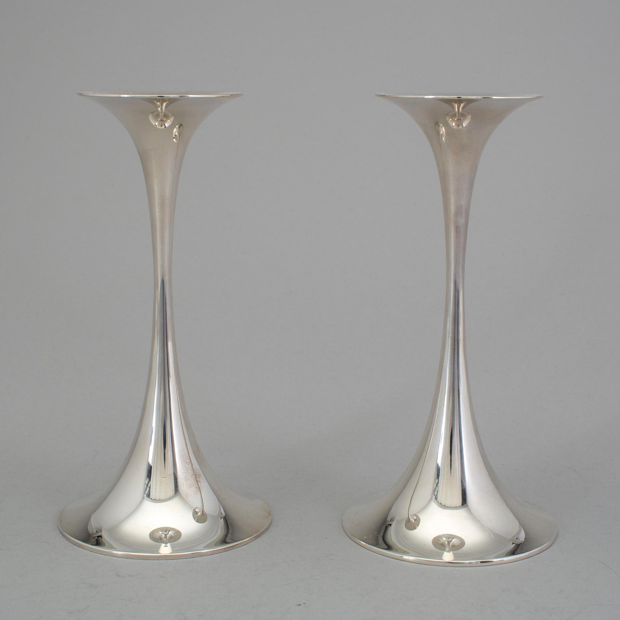 TAPIO WIRKKALA, ljusstakar, ett par, sterling, Kultakeskus, Finland 1972.